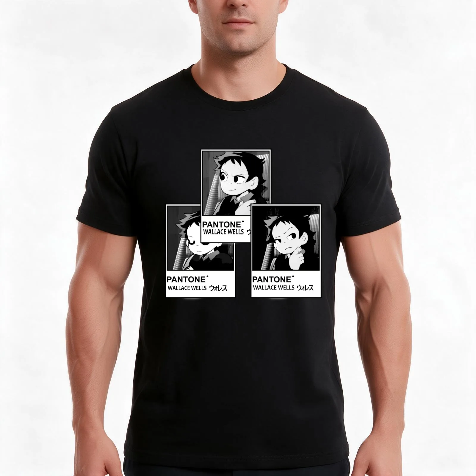 Wallace Wells panton T-Shirt, Summer Casual Cotton Tee, Oversized Streetwear Tops, Vintage Graphic Print, Loose Fit Short Sleeve
