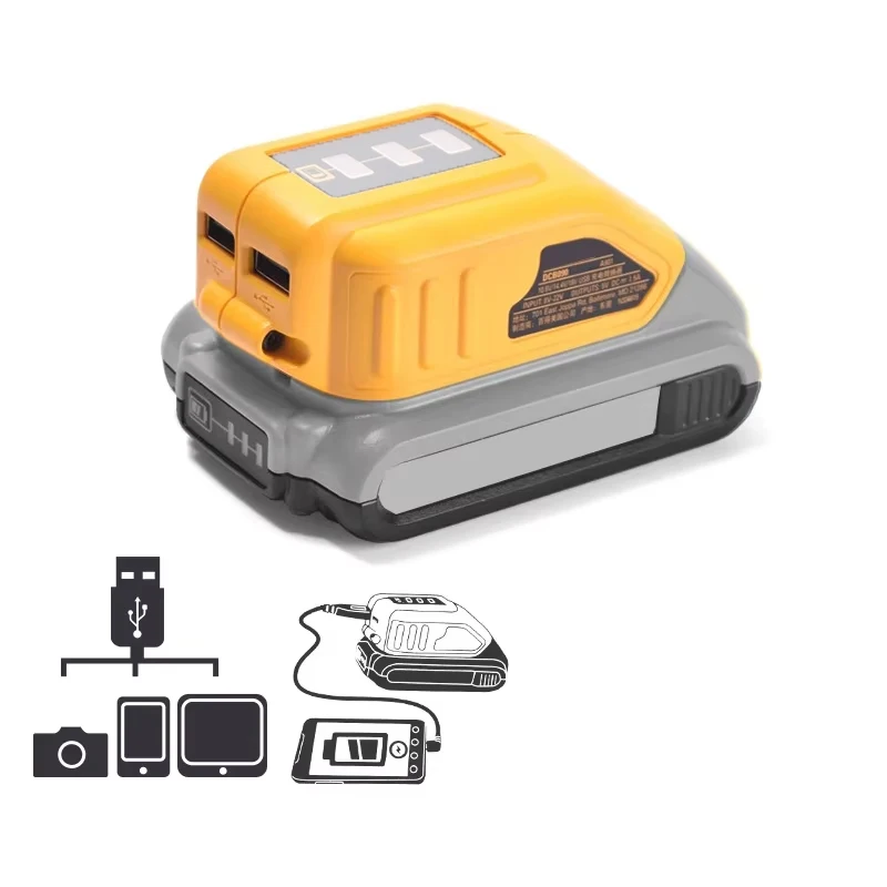 Convertidor USB para Cargar Baterías DEWALT de 14.4V 18V 20V de Iones de Litio, Adaptador de Carga USB DCB090, Fuente de Alimentación