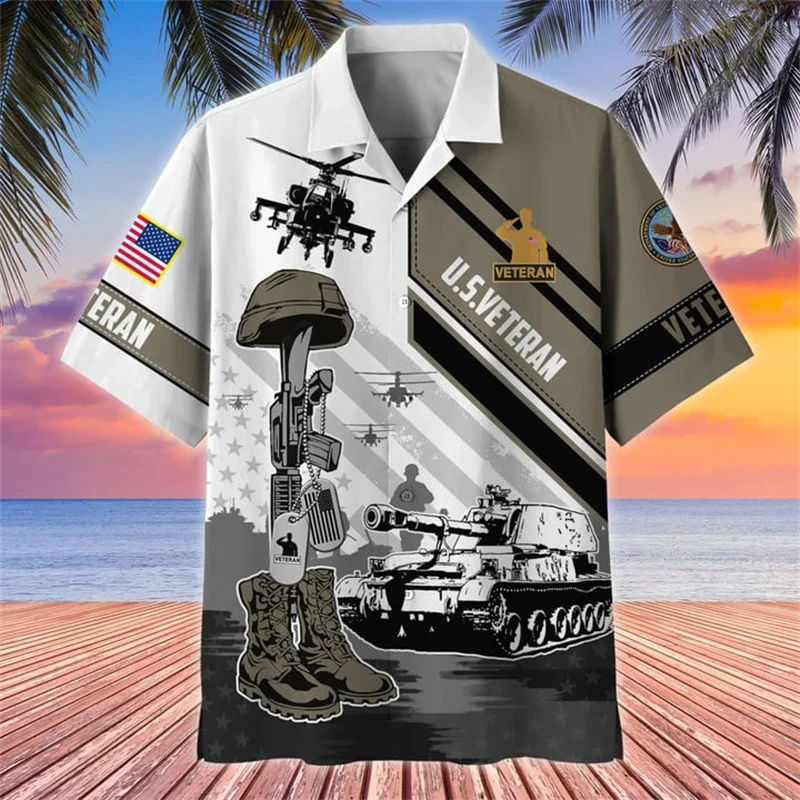 

New Summer 3D Printing UNITED STATES soldiers armys veterans Shirts For Men Kid Fashion Cool Short Shirts Vintage Hawaiian Tops