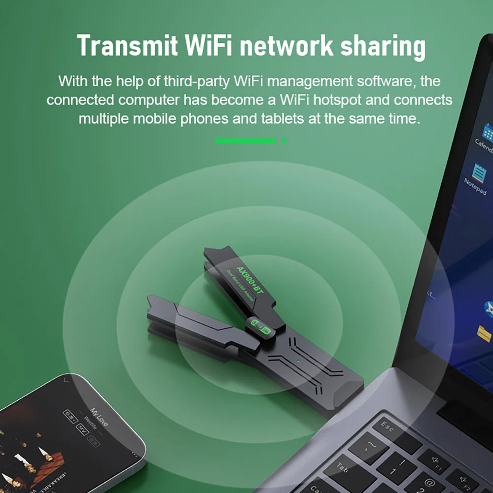 WiFi 6 AX900 BT5.4 USB محول ثنائي النطاق 2.4G & 5 جيجا هرتز واي فاي بطاقة 2in1 دونغل USB بطاقة الشبكة اللاسلكية Wlan استقبال ل Win10/11 PC