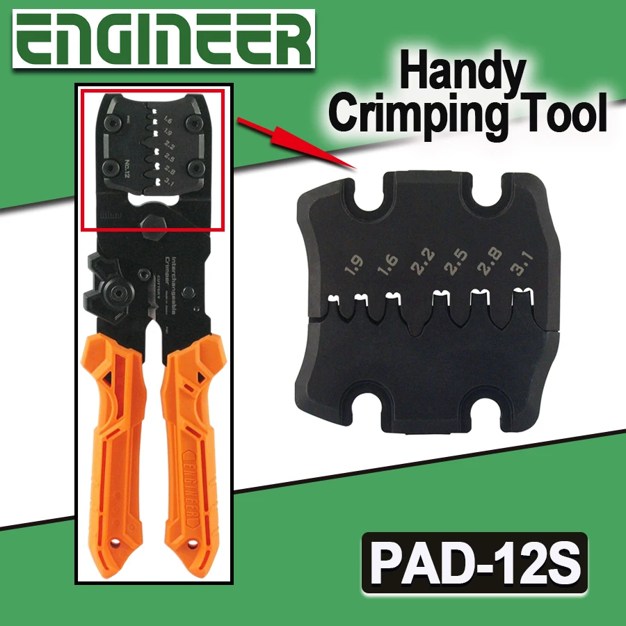

ENGINEER PAD-12S Handy Crimping Tool for PAD-12, Ultra-Precise Crimper Interchangeable Precision Die Plates Hand Tool