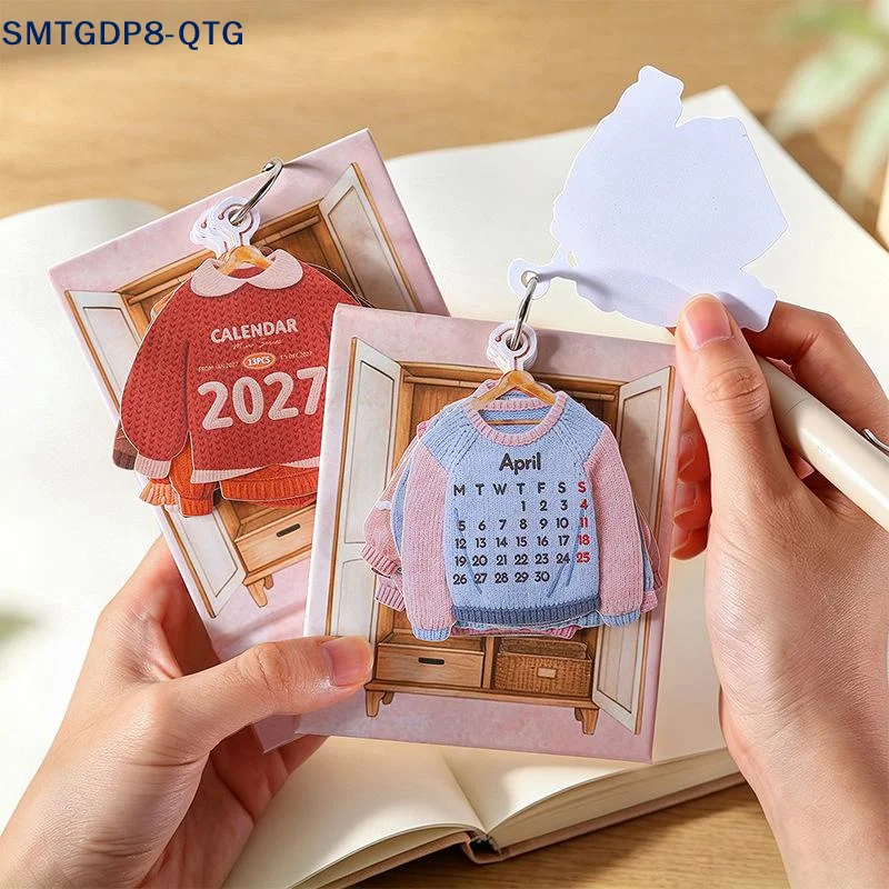 Hot! 2027 Creative Desktop Calendar Clothing Shaped Pages And Ring Binding For Home Office Desk Decor Daily Schedule Arrangement