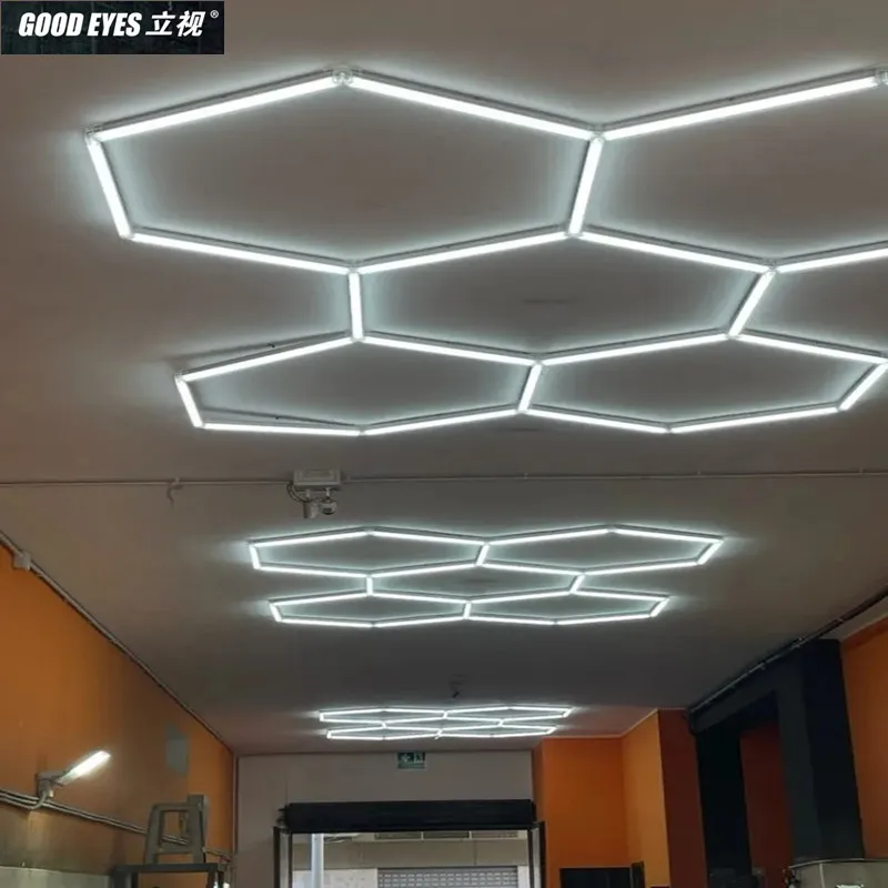 Imagem -01 - Personalizado Hexagon Car Garage Teto Light Loja de Luz para Carro Detalhando Garagem Oficina Ginásio Supermercado Showroom 6500k personalizado hexagon car garage teto light loja de luz para carro detalhando garagem oficina ginasio supermercado showroom 6500k 01