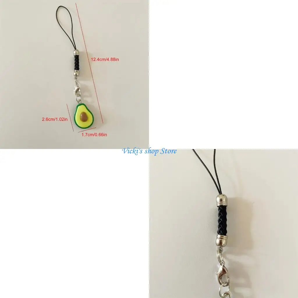 Avocado Resin Phone Charm Fruit Lanyard Keychain Fashion Accessory Bag Pendant Keyring for Phones and Backpacks