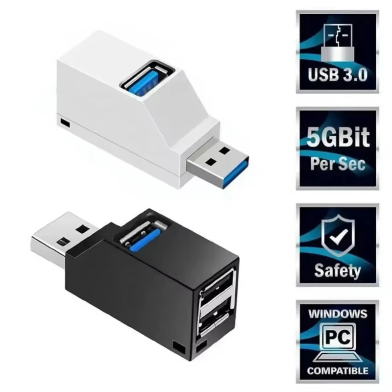 1/2/3/4pcs USB3.0 Hub 3 Port Mini Portable High Speed Data Transfer Plug and Play for Connecting Mobile Hard Disk, Mouse