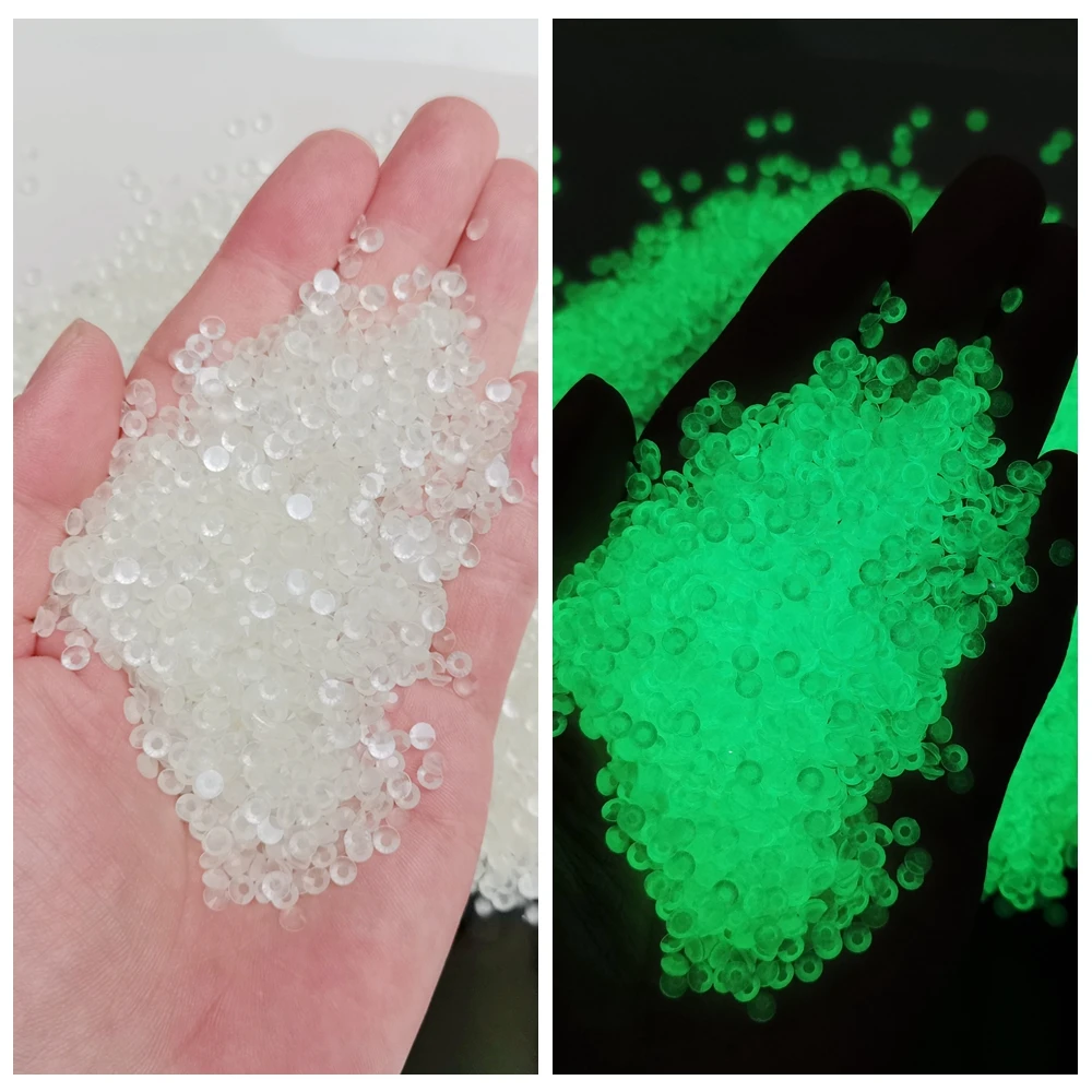 New Design 3mm 4mm 5mm 6mm 50g Transparent Luminous Stones Glow In The Dark Jelly Resin Rhinestones For Decoration