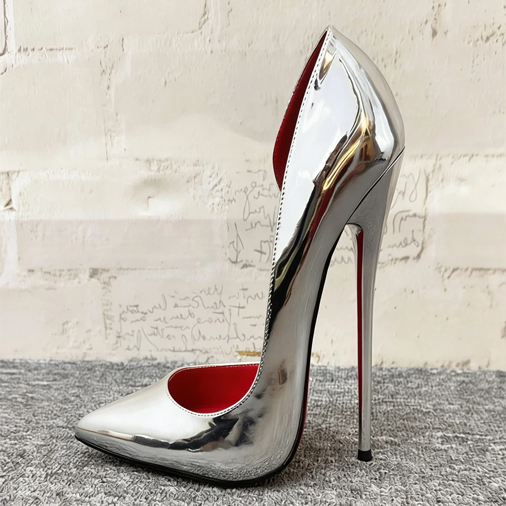 16cm/14cm Silver Mirror Women Pointed Toe Stiletto Pumps Sexy Ultra High Heels Pole Dance Runway Party Photography Unisex Shoes