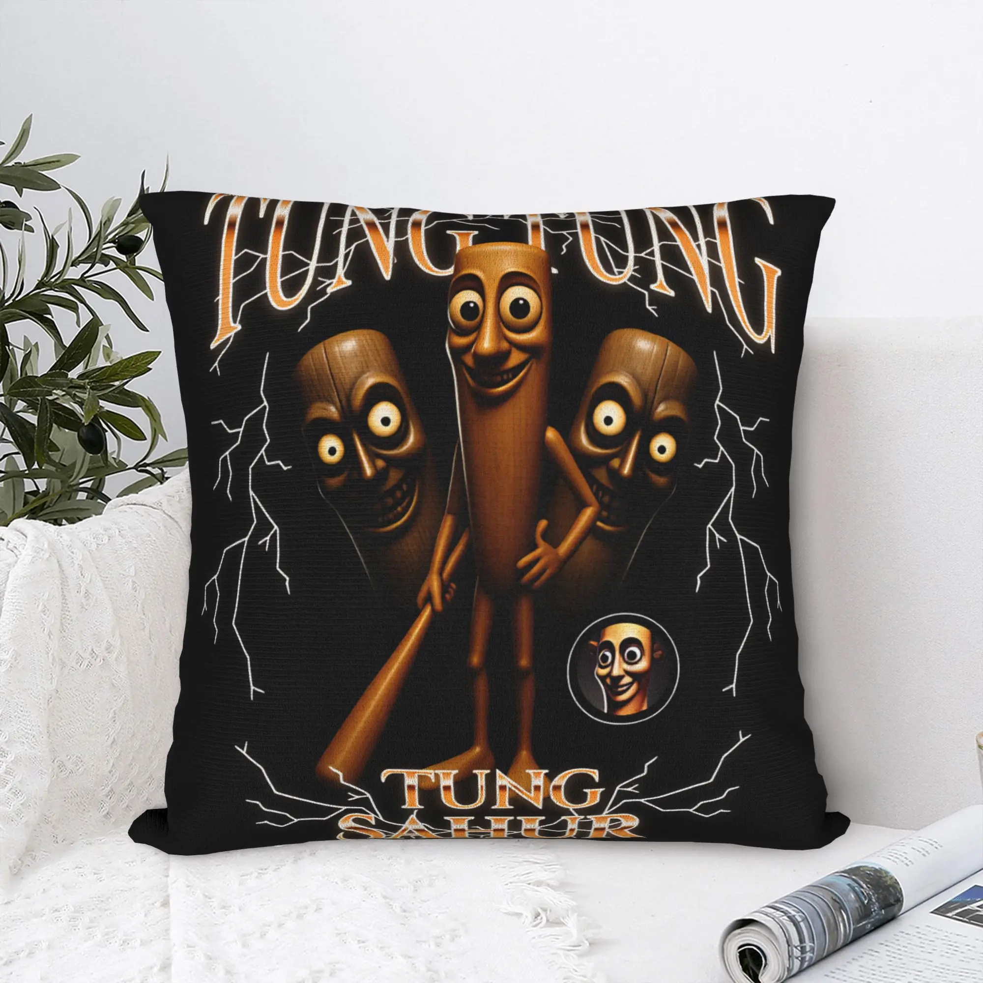 Tung Tung Sahur Lightning Thunder Pillow Cover  Print Cushion Cover Fashion Pillow Case For Couch Sofa Bedroom
