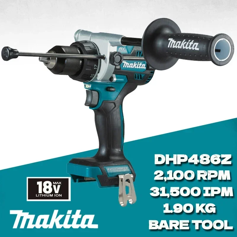 Makita-drill Driver sem Fio com Velocidade Variável Motor sem Escova Heavy Duty Driver Power Tool 18v Lxt 125n.m High Torque Dhp486z