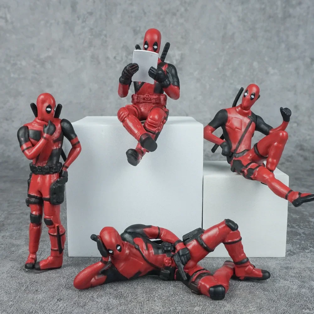 Deadpool Toys Car Home Office Desk Decoration Marvel Deadpool 8cm X-MAN Funny Cute Action Figure Model Toys For Kids Xmas Gifts