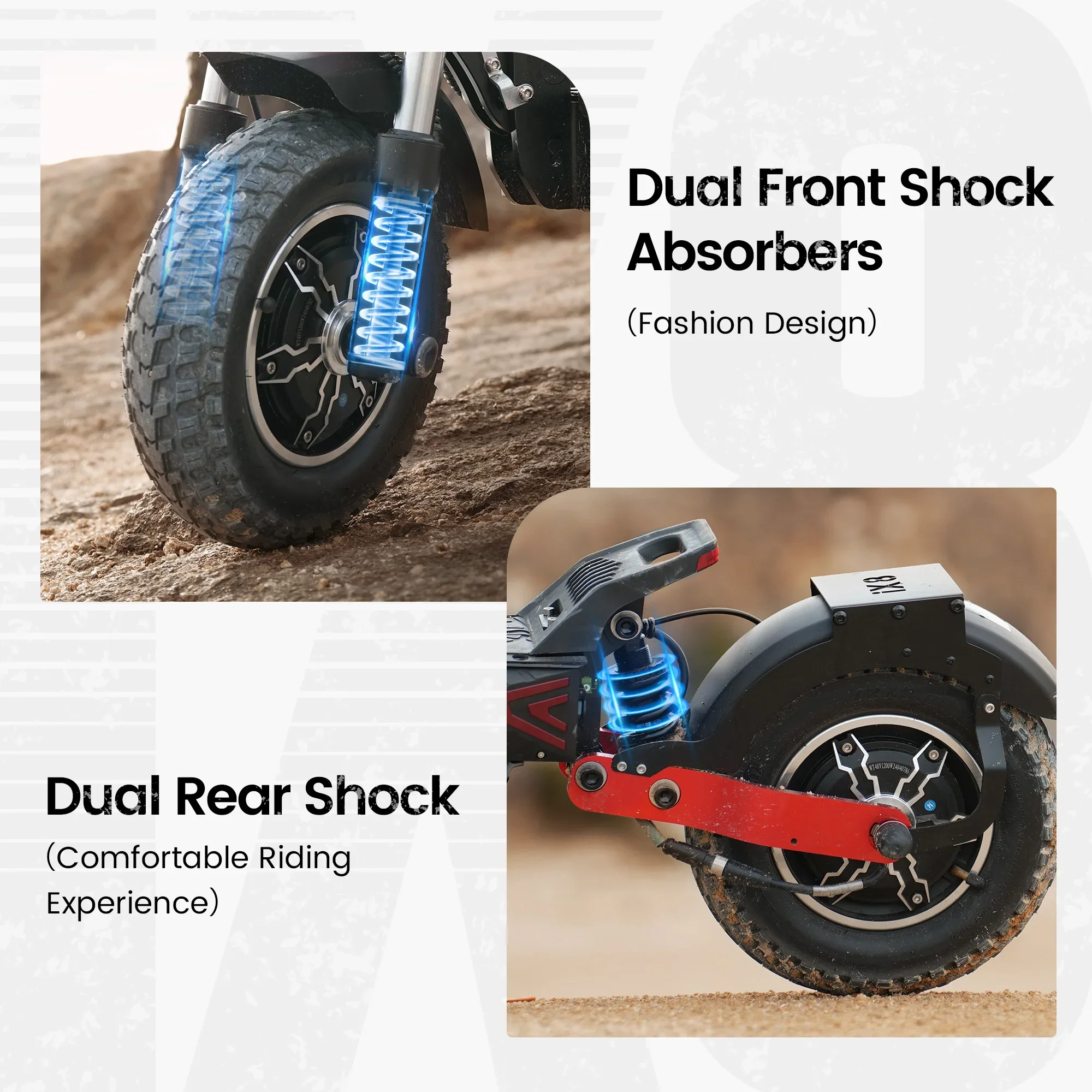 IScooter IX8 Premium-Edition Elektroroller für Erwachsene 48V 20Ah 12 Zoll Offroad-Luftreifen 70 km Reichweite – Detail 11