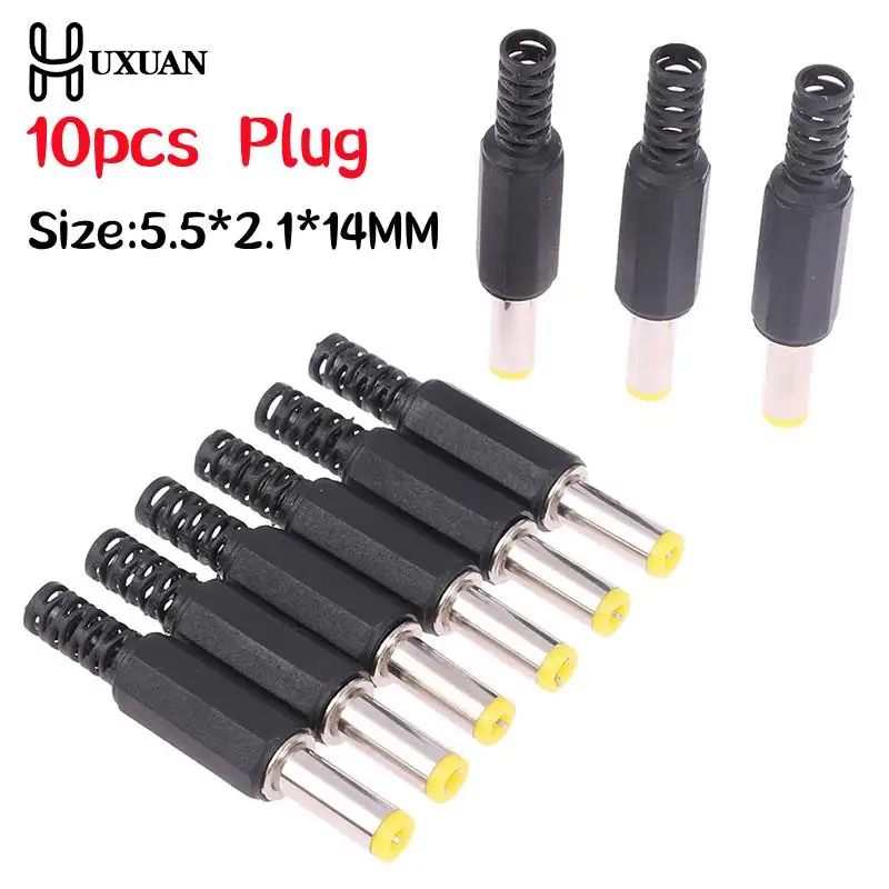 10pcs DC Power Male Plug 5.5*2.1*14MM Adapter Connector Plug Welded DC Head