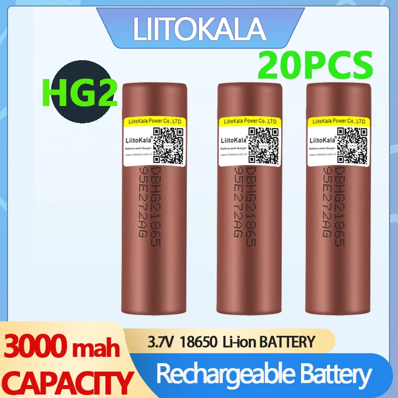 20 sztuk Liitokala nowy oryginalny HG2 18650 3000mAh akumulator 18650 hg2 3.6V rozładowanie 20A przeznaczony do HG2 Power akumulator