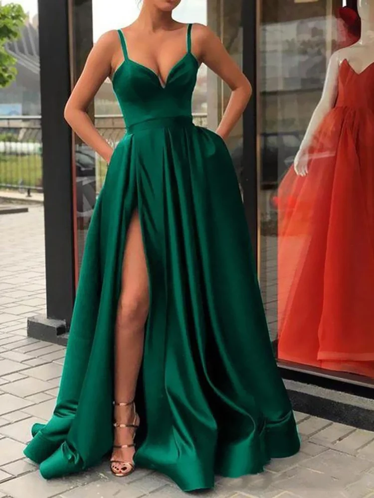 Wmstar Dress Women Wholesale Spring Amazon European American Slimming Color Halter Tailline Banquet Satin Dresses Summer 2025