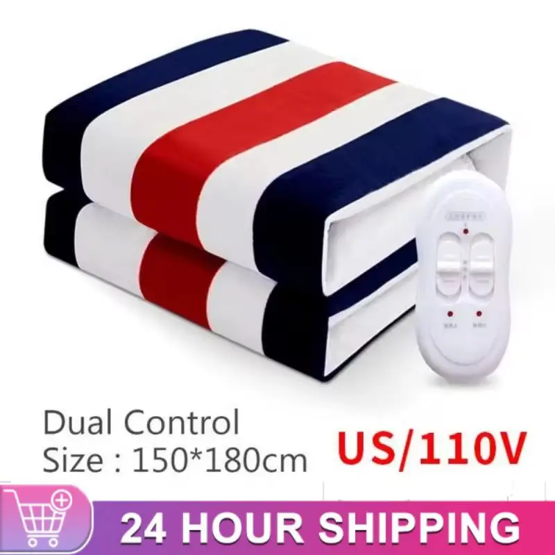 Electric Blanket 110V US Plug Striped Printing Winter Insulation Heating Electric Blanket Constant Temperature Control