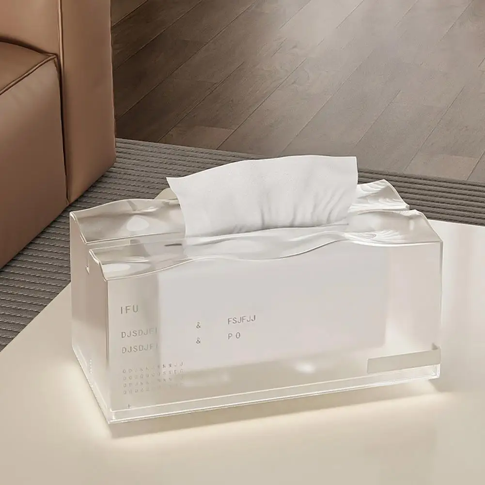 Tissue Dispenser Capacity Double-layer Transparent Tissue Box Holder Sleek Frosted Texture for Easy Bathroom Use Rectangular