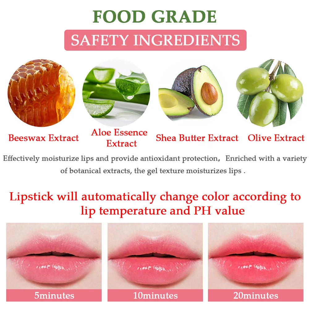 Color Changing Lipstick Aloe Vera Moisturizing Lip Balm Reduce Lip Wrinkles Lip Plumper Fast Lightening Pink Lip Makeup Products