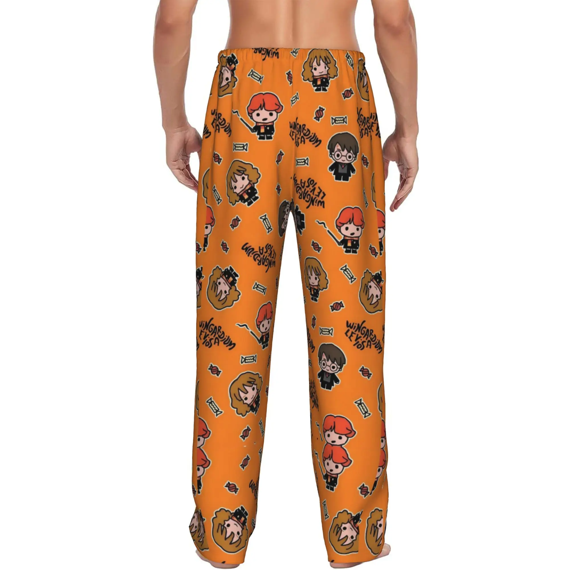 Custom Men's H-Harryed Halloween Pajama Pants Printed Magic School Sleep Sleepwear Bottoms with Pockets