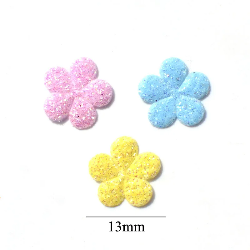 120Pcs Mixed Glitter Fabric Patches Flower Felt Applique for Craft/Clothes DIY Scrapbooking Accessor