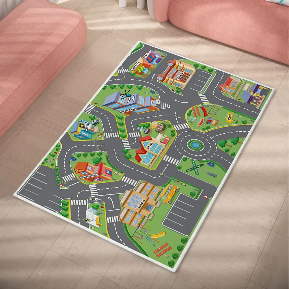 Road Mat Children Traffic Car Map Boy Girls Educational Toy Road Carpet Playmat For Baby Mats Cartoon City Rug Kids Toys Games