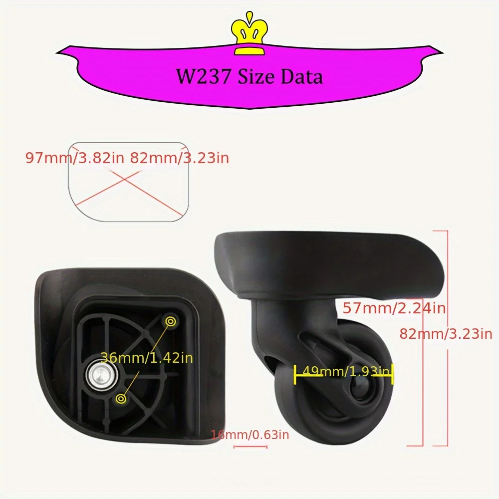 4PCS, W237 luggage compartment universal wheel pull rod box replacement accessories, detachable casters, silent universal wheels