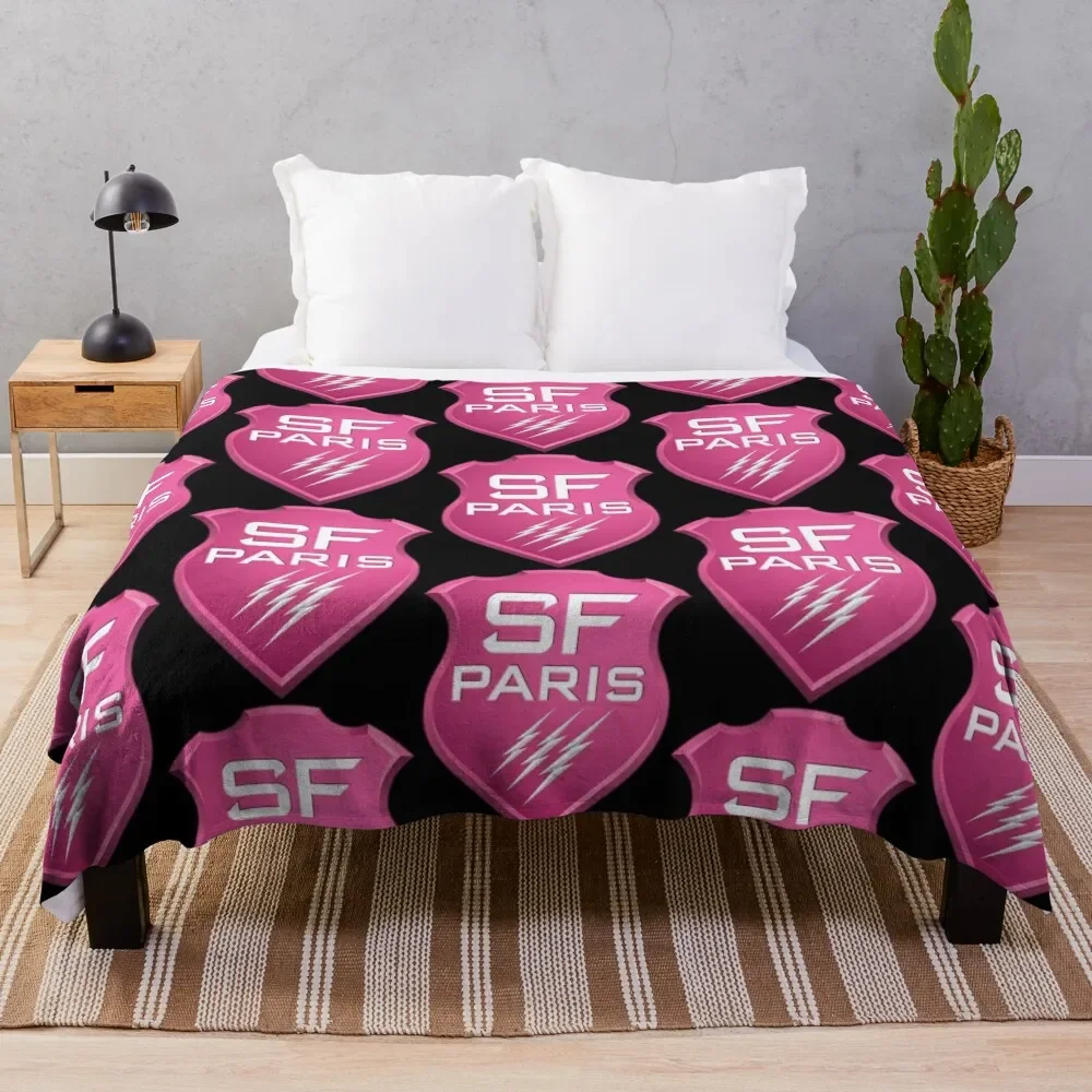 Stade francais paris rugby Throw Blanket Bed linens Shaggy Blankets