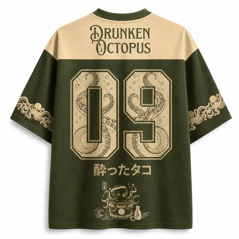 2026 Sommer Mode Neu Retro Gothic Spaß Oktopus Shochu 3D-Druck Outdoor Sport Fitness Street Style Lockeres T-Shirt Groß – Detail 4