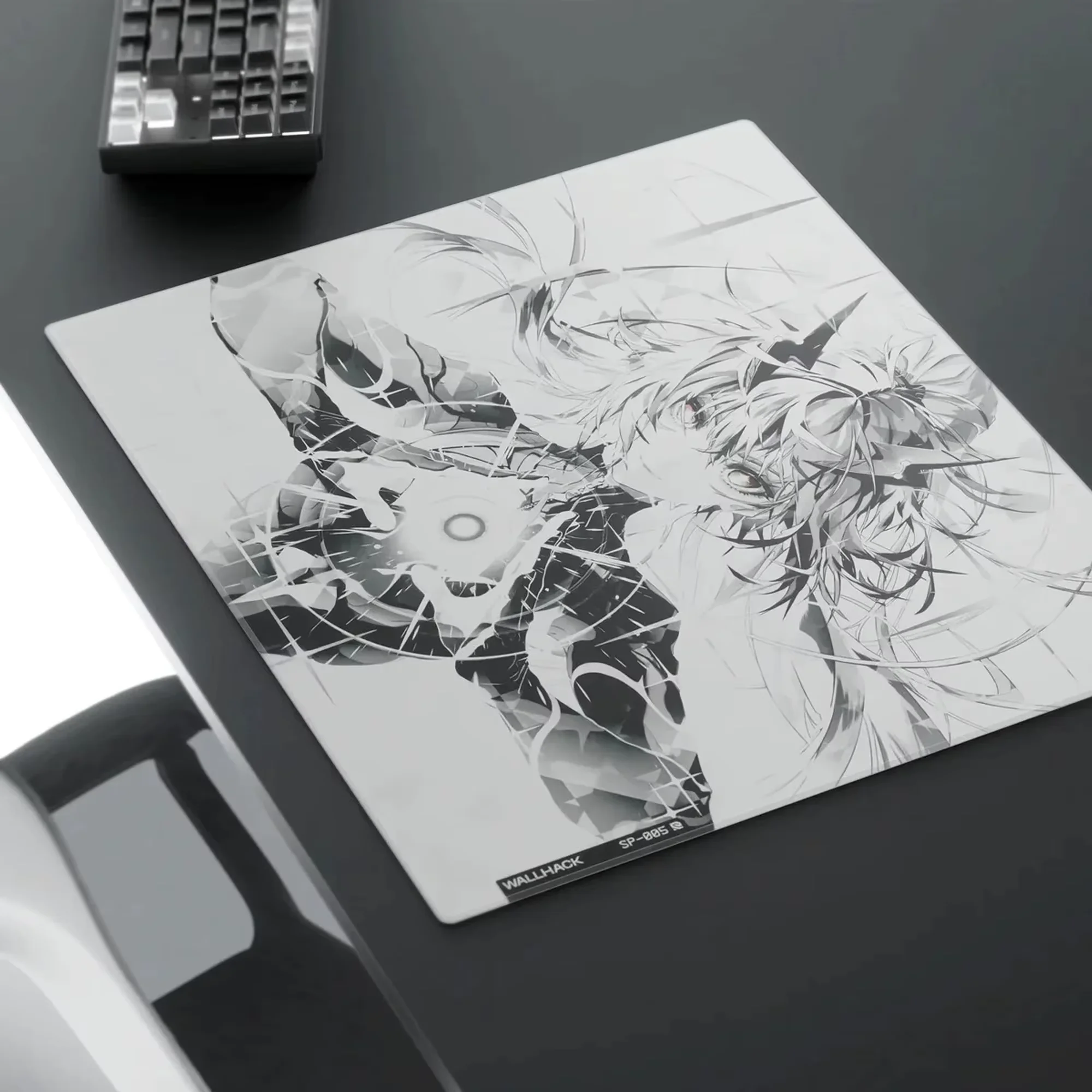 W-WALLHACK SP005 ASCENSE SORA Limited Edition Tempered Glass Mouse Pad FPS E-sports Gaming Customized Anti Slip Smooth Desk Mat