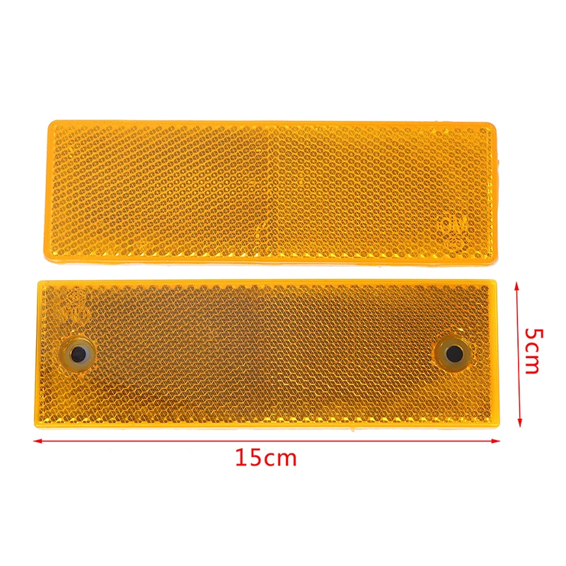 2 PCS Red/White/Orange Truck Motorcycle Adhesive Rectangle Plastic Reflector Reflective Warning Plate Stickers Safety Sign