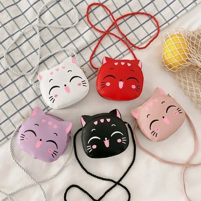 New Cartoon Children's Crossbody Bag Cute Cat Kids Fashion Coin Purse Purse Handbag Cute Mini Shoulder Bag for Girls and Boys