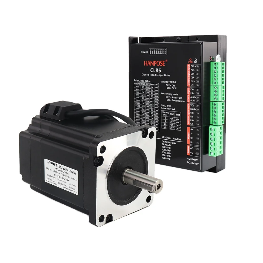 6A 6.0Nm 86 Closed Loop Stepper Motor Kit Servo Driver CL86 86EH98 2 Phase 86 Nema 34 Motor for CNC Router Milling Machine