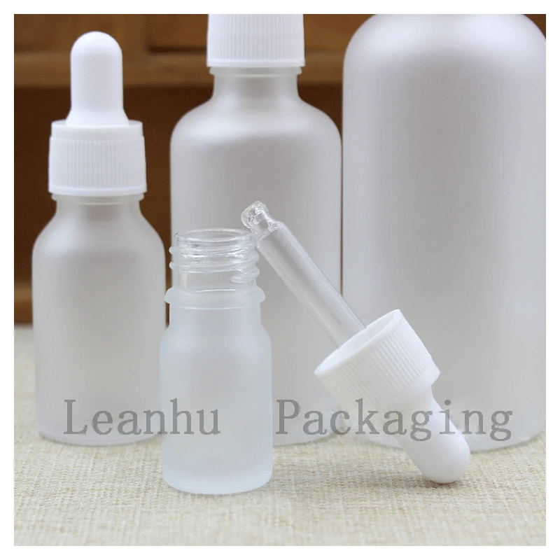 24x5ml 10ml 20ml 30ml 50ml 100ml Frosted Glass Bottles With White Plastic Cap Female Beauty Essential Oil Essence Dropper Bottle