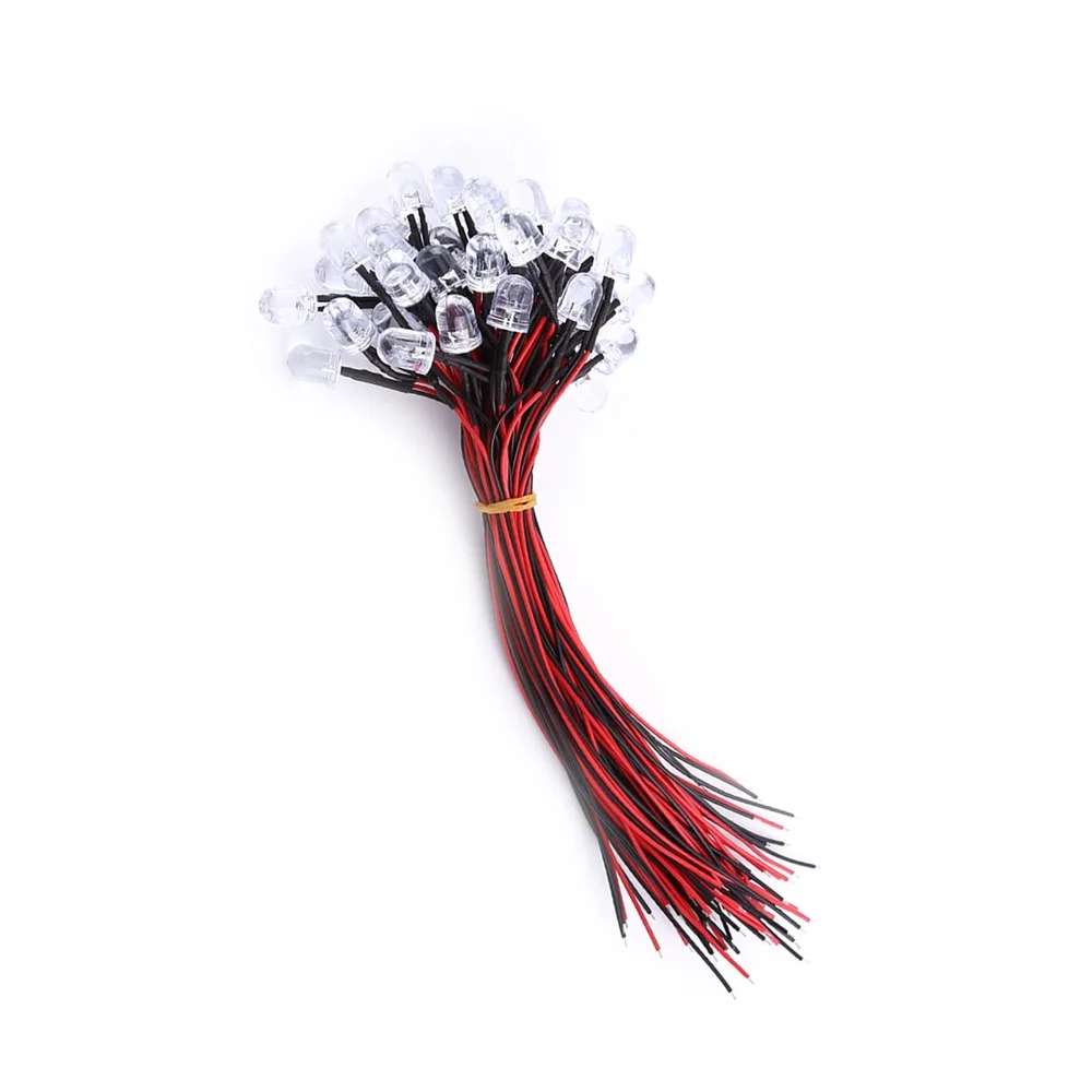 50 قطعة تيار مستمر 5-12 فولت قبل السلكية LED الثنائيات 10 مللي متر أبيض أحمر أزرق أخضر LED أضواء LED مصابيح مؤشر الإضاءة #4