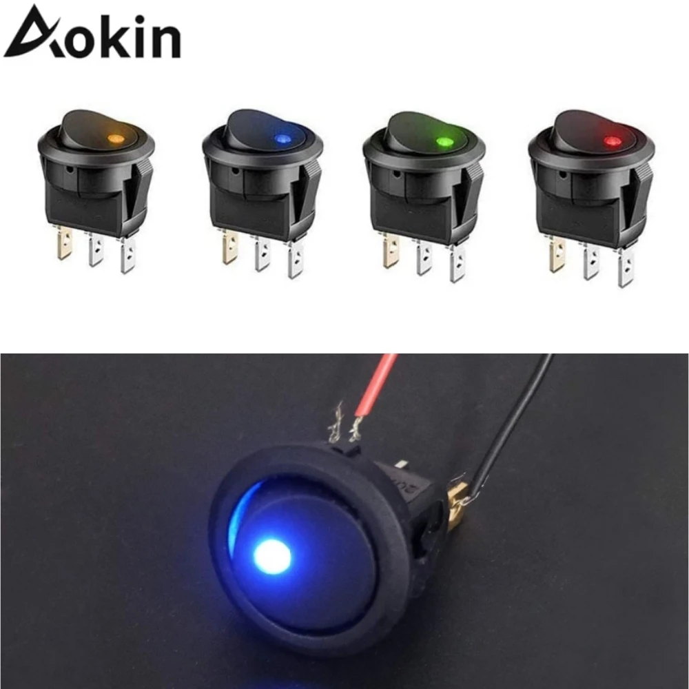 4er-Set 12V 20A runder LED-Kippschalter Ein/Aus-Steuerung SPST 3-polig für 12V Auto LKW Boot Marine Offroad-Fahrzeug