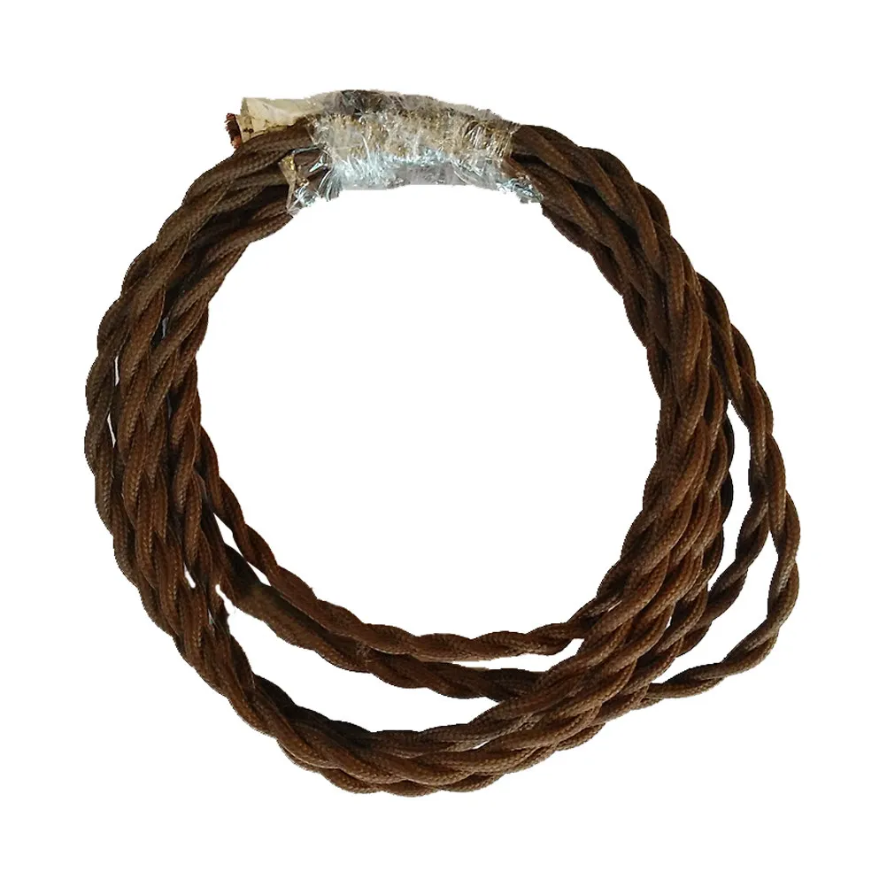 Vintage Braided Cloth Cord Replacement – Twisted Electrical Lamp Wire, Coffee Color, DIY Lamp Kit