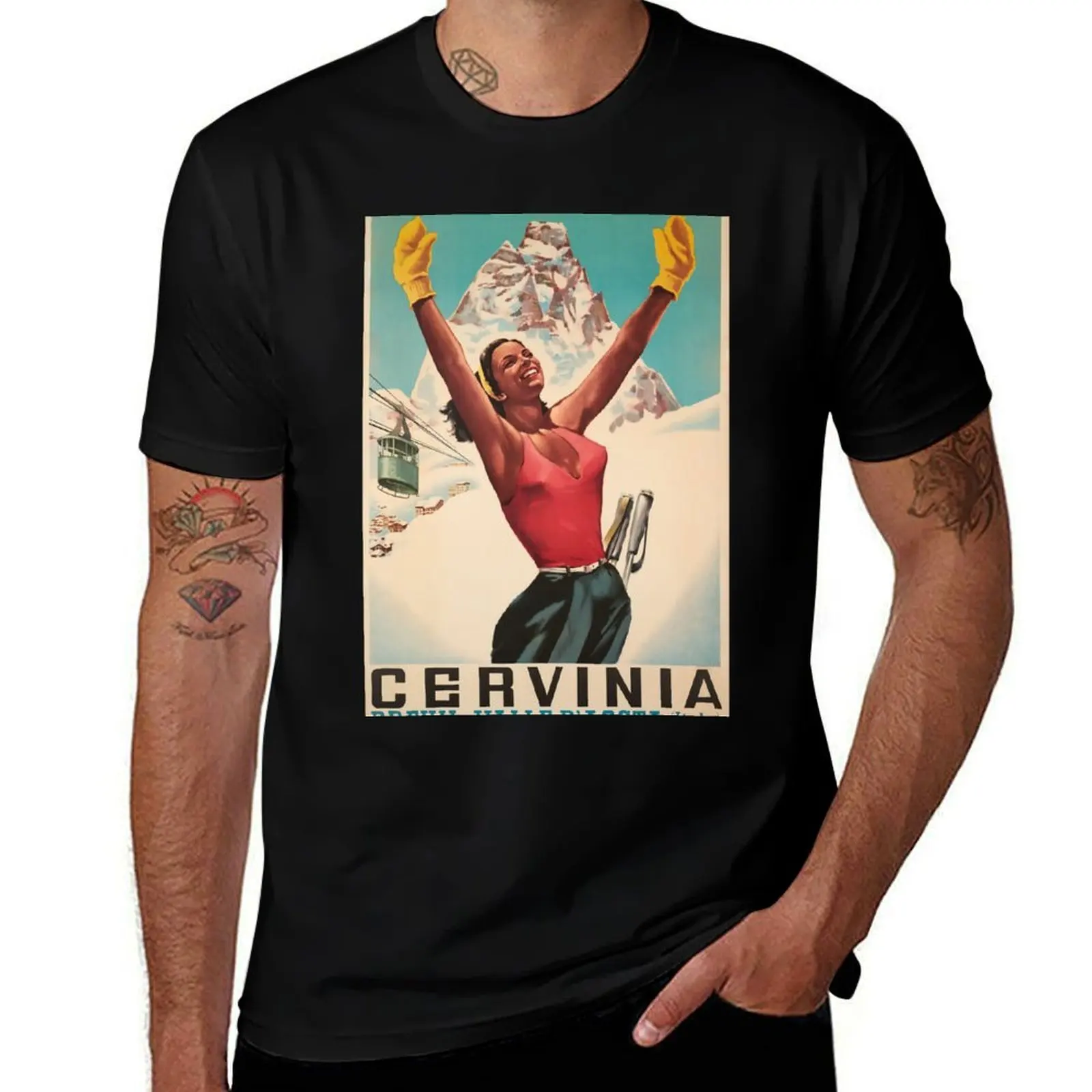 Cervinia, Breuil - Valle d'Aosta ,Italy, Ski Poster T-Shirt t shirt custom print T-Shirt