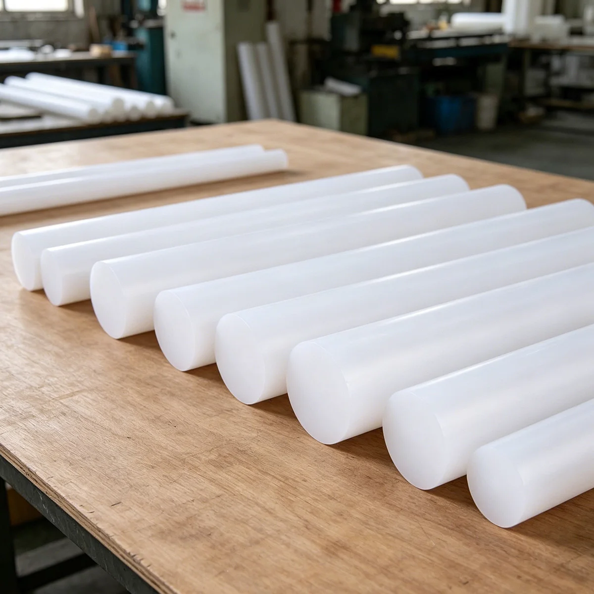 White PP Polypropylene Solid Rod 500mm Dia 8-50mm Wear Resistant Plastic Bar CNC Machinable for Industrial DIY Projects