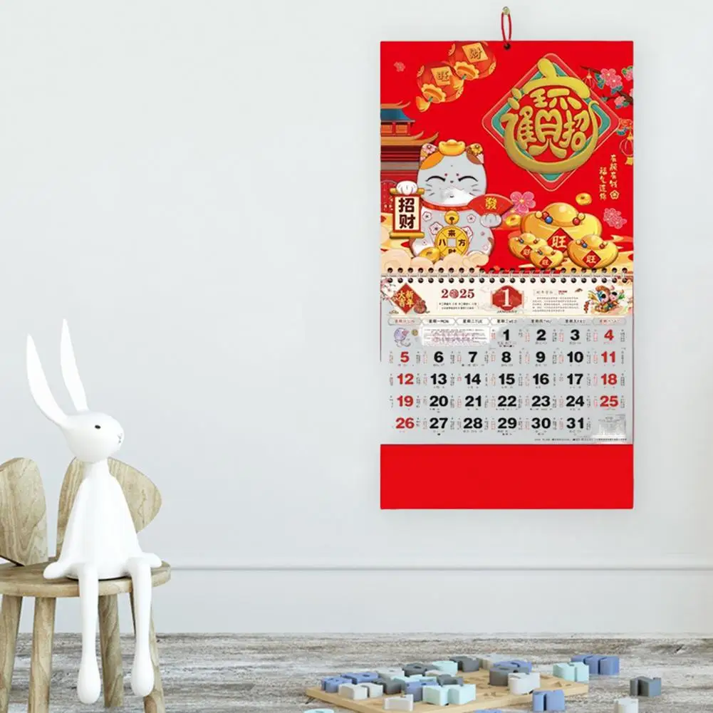 Kalender Acara bulan 2025 kalender dinding ular zodiak Cina untuk dekorasi kantor rumah Tahun Ular Feng Shui Tahun Baru