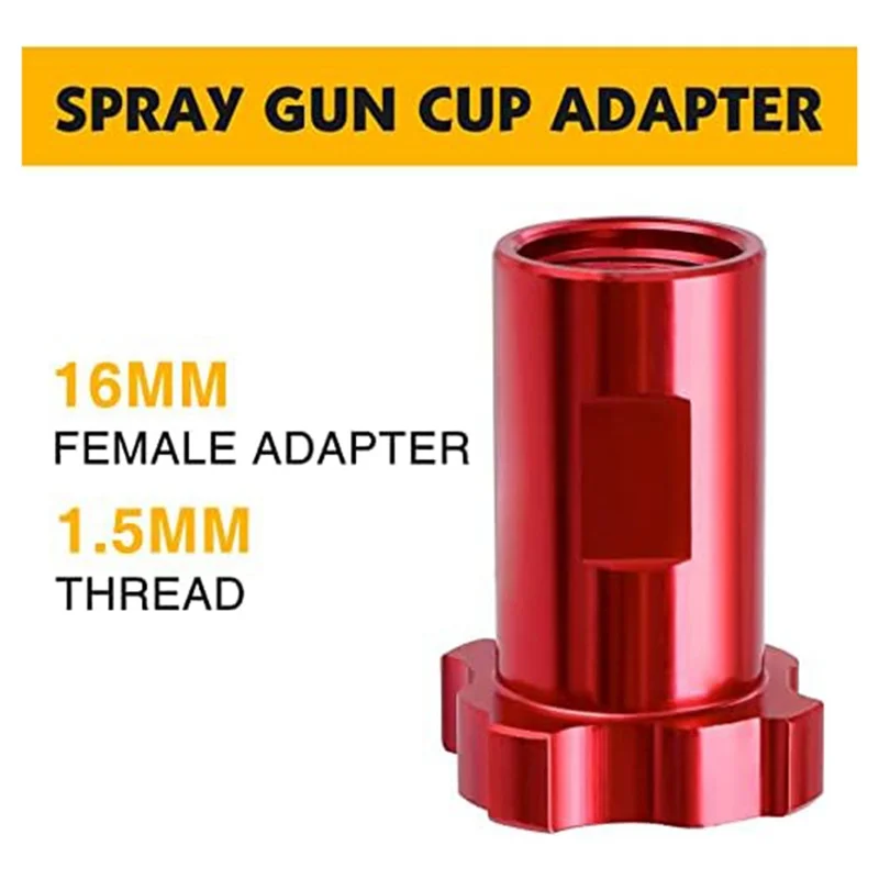 SprayGun Cup Adapter, Female Adapter with 16mm, 1.5mm Thread Spray GunPaint Cup Adapter Fits PRO-33, PRO-44And PRO-88