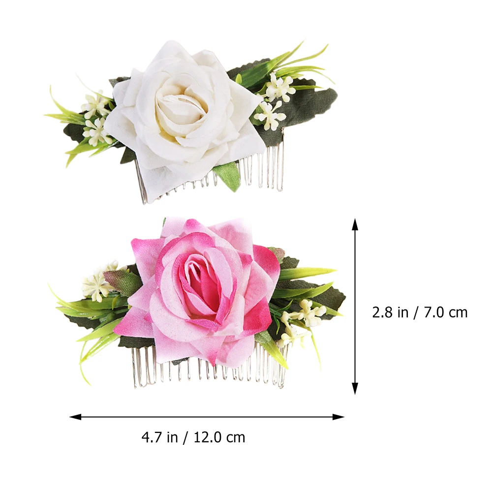 

2pcs Simulated Flower Headdress Women Headpiece Bridal Hair Comb Accessories Wedding Fabric Party Elegant Design Safe Material
