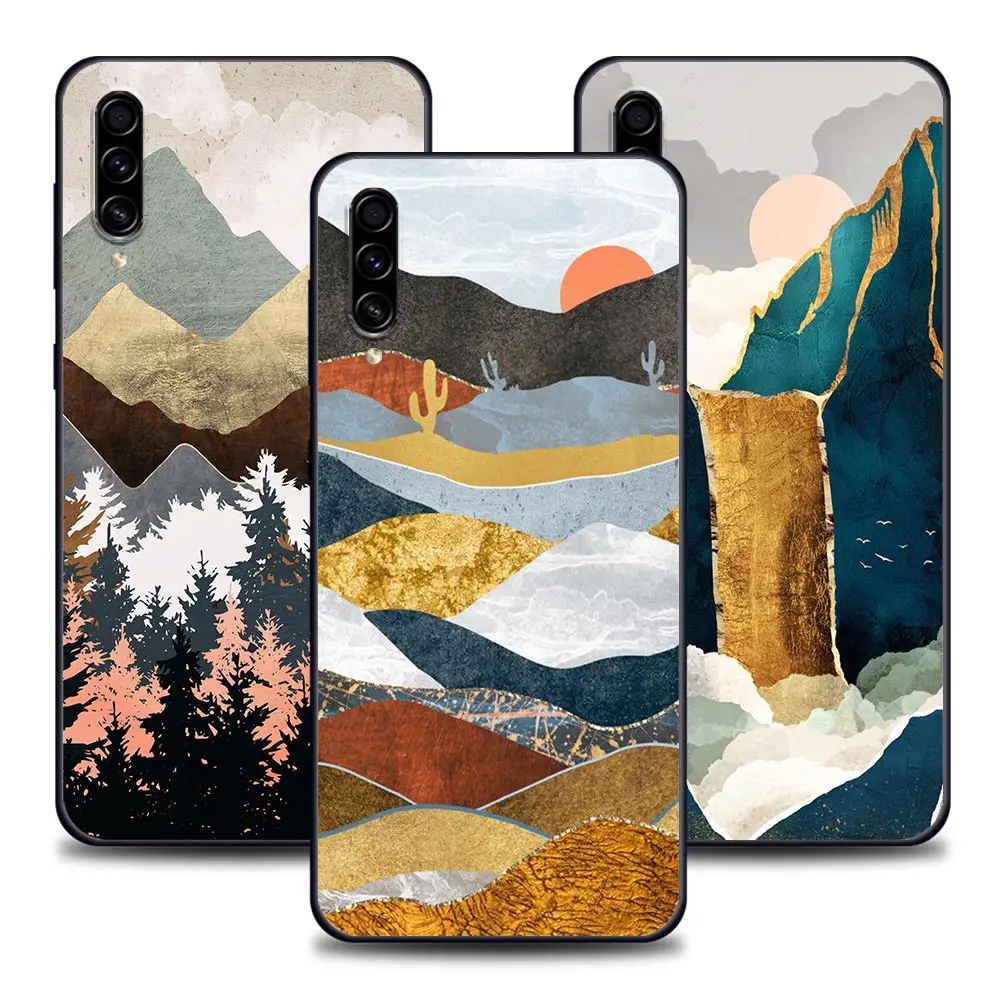 Phone Case for Samsung A10 A20 A30 A40 A50 A60 A70 A90 Note 8 9 10 20 Ultra 5G Silicone Case 3D Relief Landscape Oil Painting