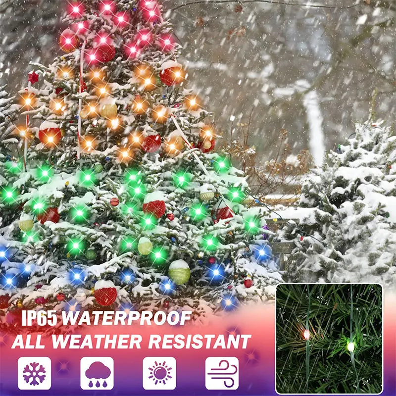 Smart Christmas Tree Lights With Ring APP Control RGB DIY Text Music Sync 400LEDs Indoor Outdoor Timing Christmas Decorations