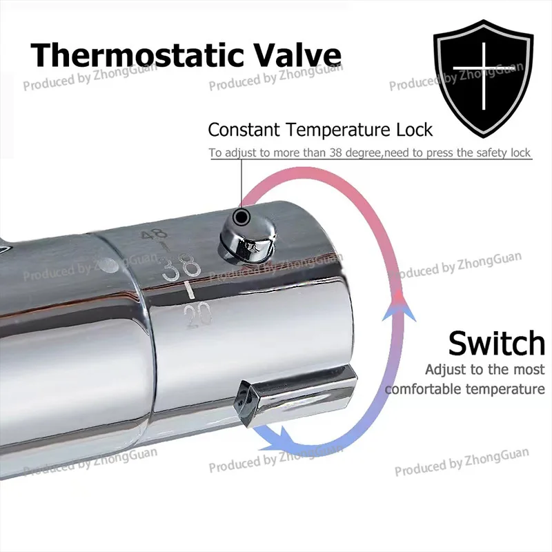 Thermostatic Faucet Electric Water Heater Bathroom Thermostatic Valve All Copper Double Thermostatic Shower Faucet