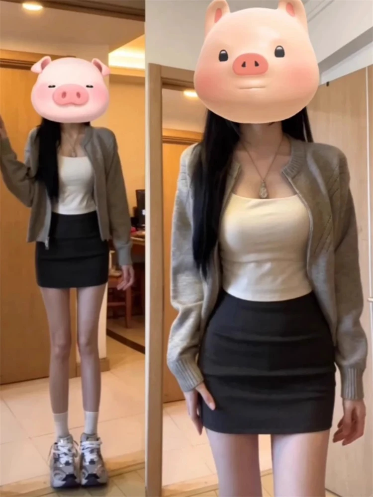 

Черная женская короткая юбка с высокой талией, облегающая, в корейском стиле, для повседневной носки, плиссированная, А-силуэт, однотонная, с эффектом похудения