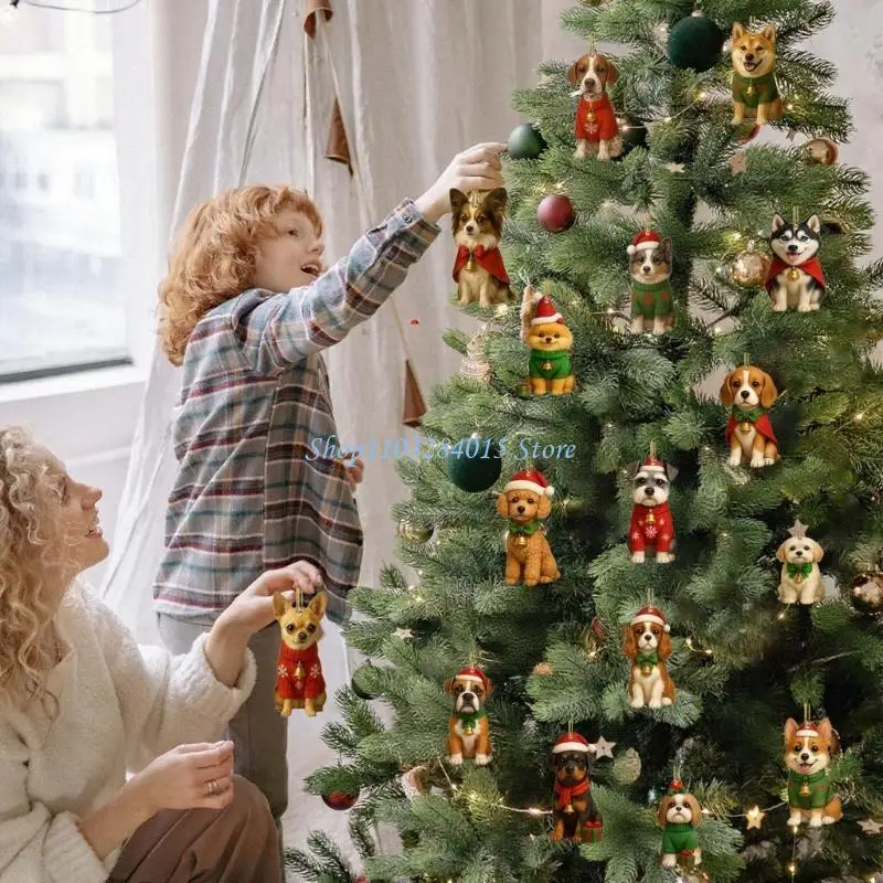 R6FF Dog Lovers Advent Calendar Christmas Tree Decorations Blind Boxes With Surprise Acrylic Ornaments For Holiday Countdown