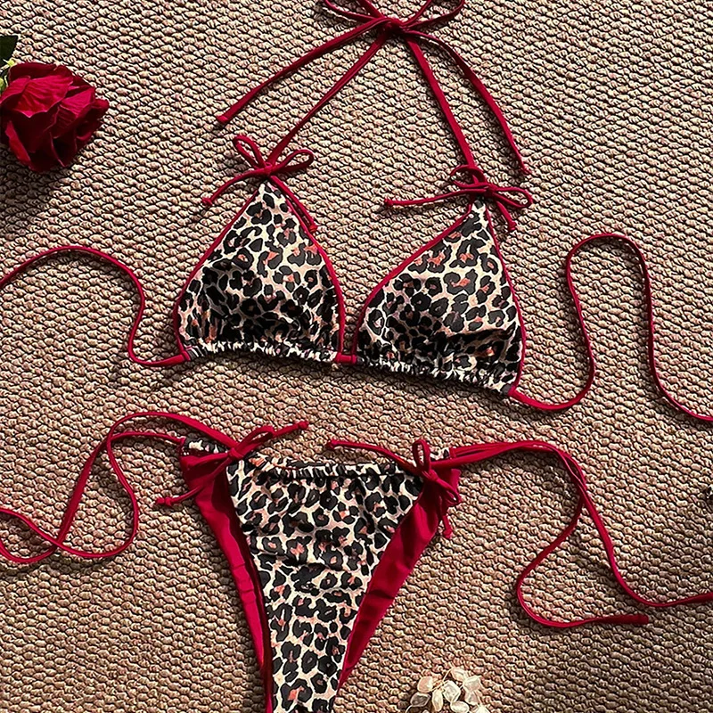 

​​2025 New Leopard Print Bikini Set - Tie Side High Waisted Swimsuit for Women Luxury Seamless Beachwear​