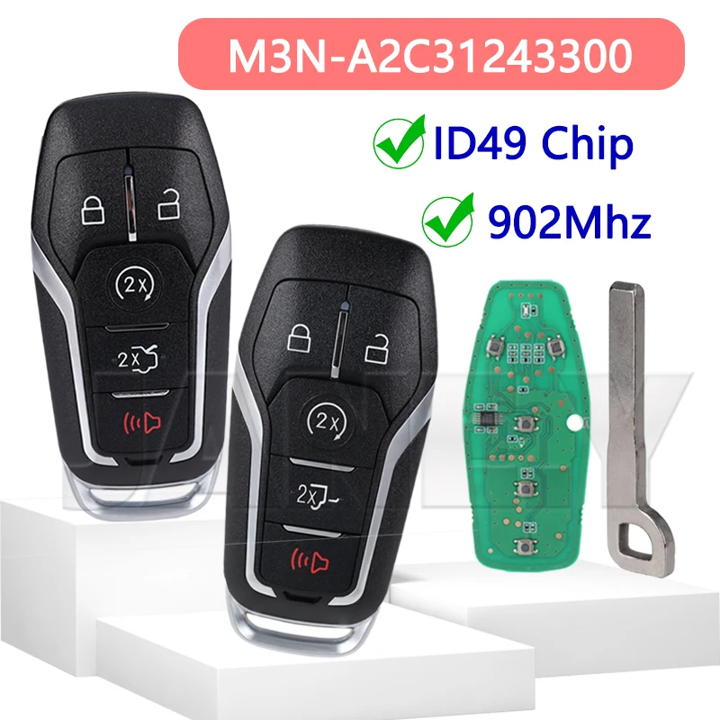 

902Mhz Car Remote Control Key For Ford Fusion Explorer Edge Mustang 2013 2014 2015 2016 2017 M3N-A2C31243300 ID49 Chip 5 Buttons