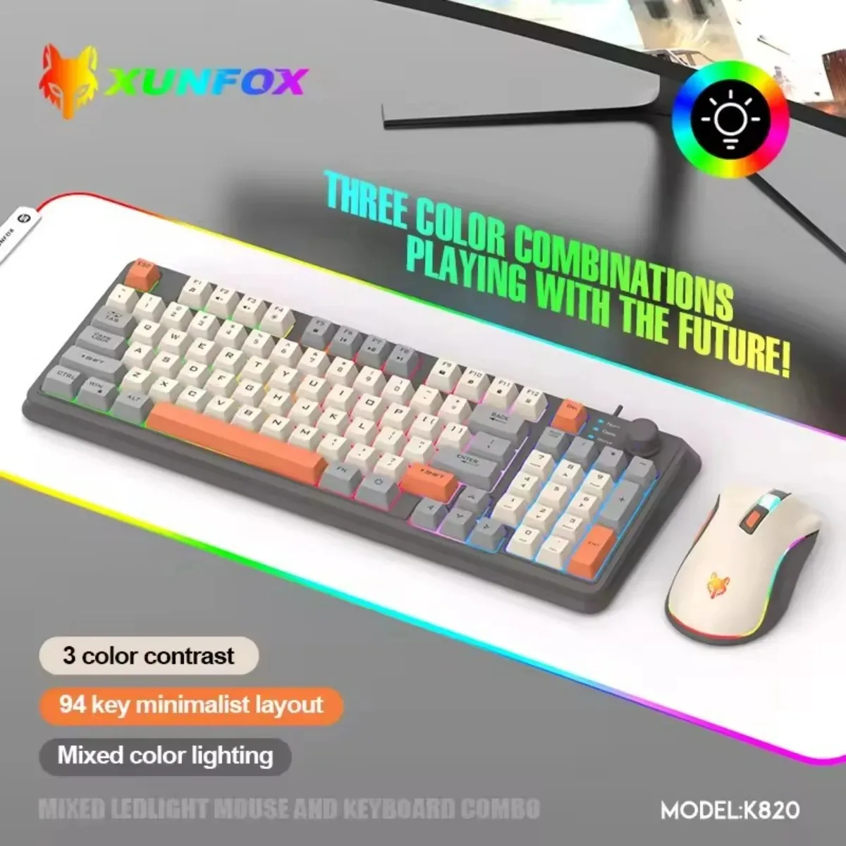 

Gaming Keyboard and Mouse Set Wired USB Mechanical Feel Illuminated 94-key Keyboard for Desktop PC/Notebook Game Accessories