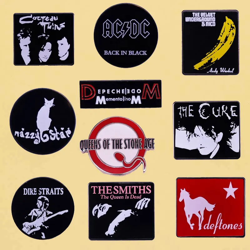 All kinds of Classic Famous Rock Band Correlation Badges Enamel Metal Lapel Brooch Jacket Backpack Pin Accessories Fans Collect