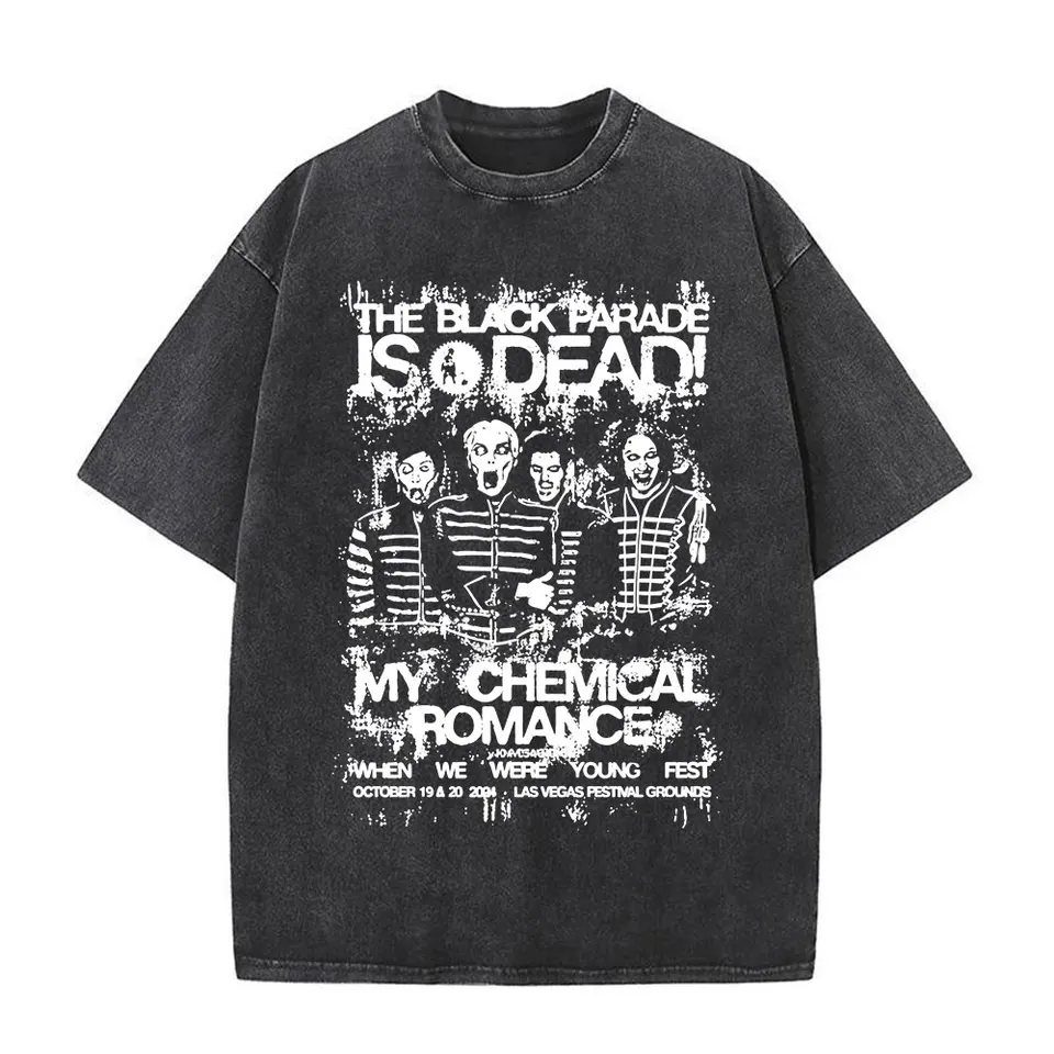 Rock Band My Chemical Romance Washed T-shirt Long Live The Black